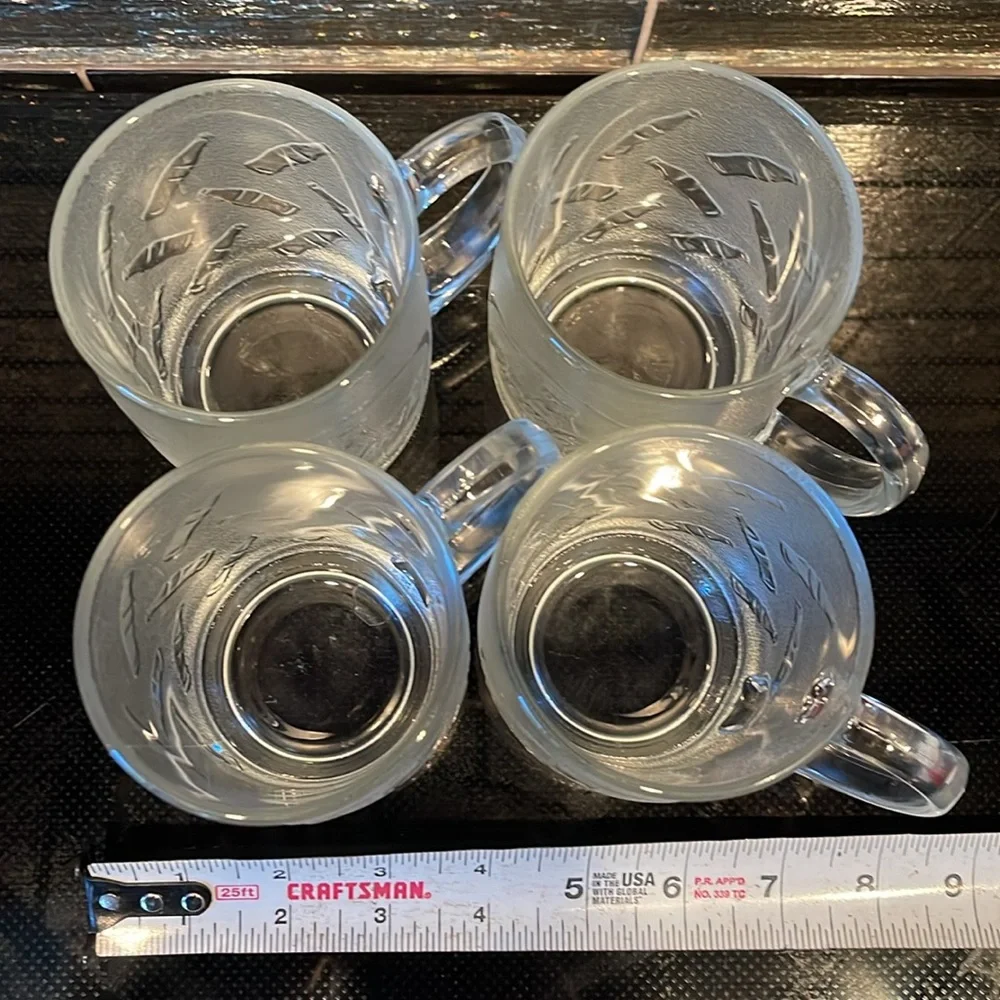 4 Set CocaCola Mugs Coffee Cups Clear Frosted Logo Icon Glasses Coke Bottle Cool